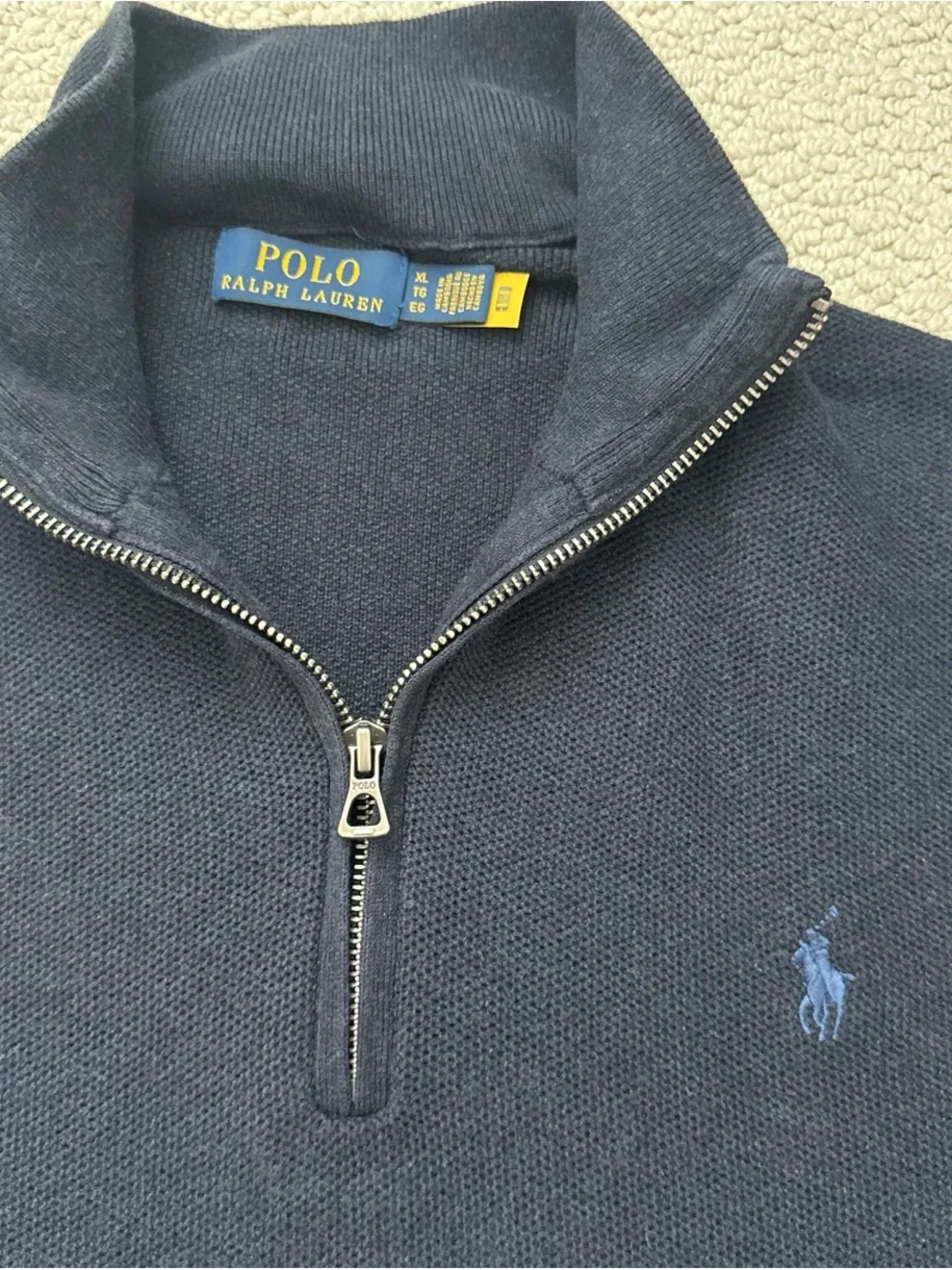 Ralph Lauren Navy Half-Zip Polo Sweater